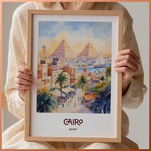 Cairo Travel Print, Minimalist Cairo Poster, Egypt Wall Art, Custom Text Personalized Gift, Birthday Wedding Decor, C35-910