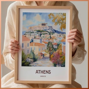 Athen Reisedruck, Griechenland Poster, minimalistische Wandkunst, benutzerdefinierter Text, personalisiertes Geschenk, Geburtstag oder Hochzeitsgeschenk, C35-629