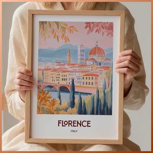 Florenz Reise Druck, Italien Kunstwerk, Minimalistisches Poster, Wunschtext, Hochzeitsgeschenk, Geburtstagsgeschenk, C35-190