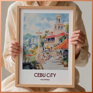 Cebu City Reise Poster, Minimalistische Stadt Kunst, Philippinen Wand Dekor, Pastell Reise Poster, Einzigartiges Geschenk für Hochzeiten, Geburtstage, C35-759