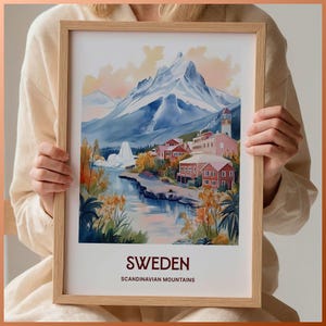 Skandinavische Berge, Schweden, Stockholm Poster, Reisegeschenk, Reisegeschenk, Hochzeitsgeschenk, Geburtstagsgeschenk, C35-790