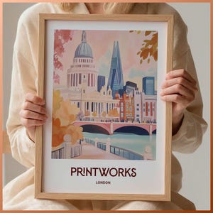 London Skyline Art Print: Retro Architecture Travel Poster