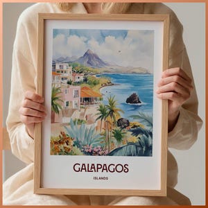 Galapagosinseln Reisedruck, Ecuador Wandkunst, Minimalistisches Poster, Benutzerdefinierter Text, personalisiertes Geschenk, Retro Ästhetik, C35-770