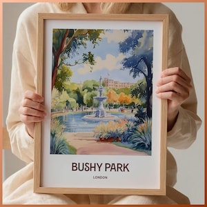 Bushy Park London Poster, Reisekunst-Druck, Minimalistische Stadtansicht, Pastellfarbenes Wanddekor, Royal Parks, Richmond, Hampton Court, C35-628