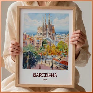 Póster del Parque Güell de Barcelona, impresión minimalista de viaje, arte urbano en tonos pastel, regalo decorativo para el hogar, ilustración retro, C35-787