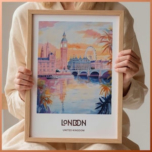 London Wandbild, Tower Bridge Reise Poster, Pastell Stadtbild Reise, Minimalistische Kunst, Hochzeitsgeschenk, Geburtstagsgeschenk, C35-174