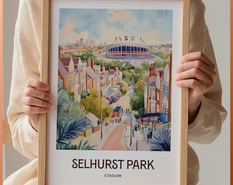 Selhurst Park Stadium Print, Minimalist Wall Art, Crystal Palace Home Décor, Football Gift, Pastel Cityscape, Retro Illustration, C35-502
