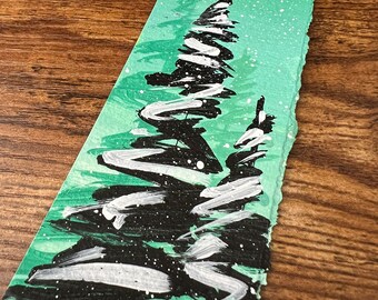 Turquoise Silvertip trees Original hand painted