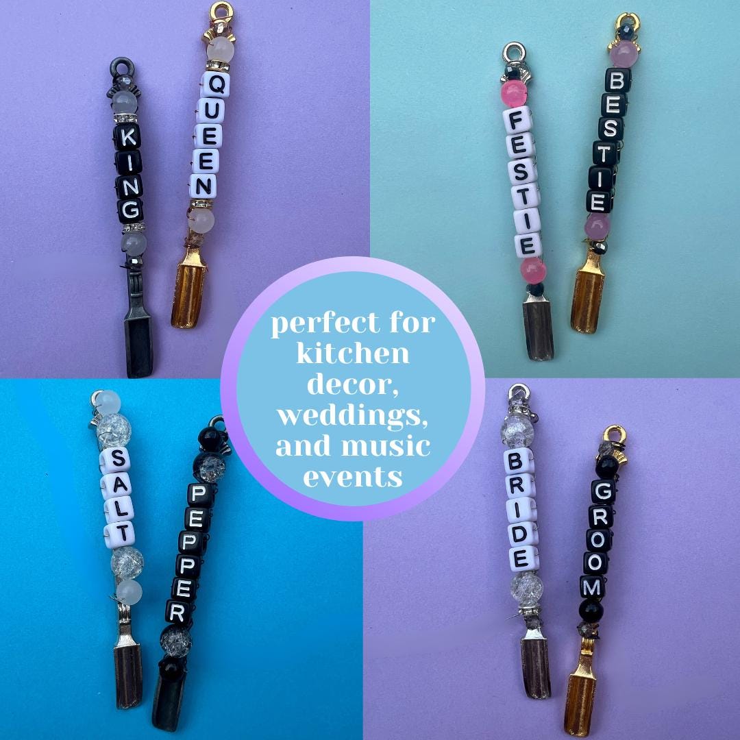Custom Initials Mini Spoons, Glitter, Powder-Tiny Shovel Necklace Charm or Keychain Accessories for Festivals Rave Trinket Christmas Gifts
