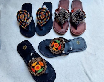 Sandali africani fatti a mano con perline, sandali in pelle, sandali fatti a mano, sandali da donna, sandali estivi, scarpe africane, accessori regalo