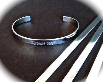 SLIGHTLY SCRATCHED (10) Surgical Steel Polished 1/4" x 6" 18 Gauge Bracelet Blank Cuffs Round Corners Stainless Steel Cuffs - Flat