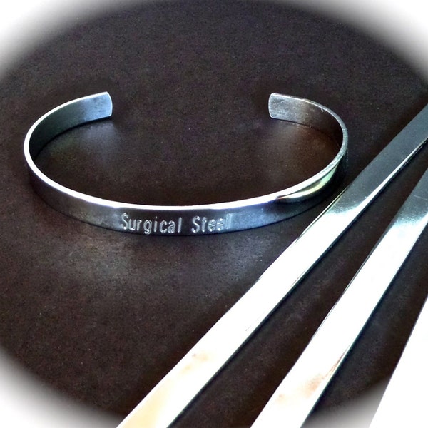 SLIGHTLY SCRATCHED (10) Surgical Steel Polished 1/4" x 6" 18 Gauge Bracelet Blank Cuffs Round Corners Stainless Steel Cuffs - Flat