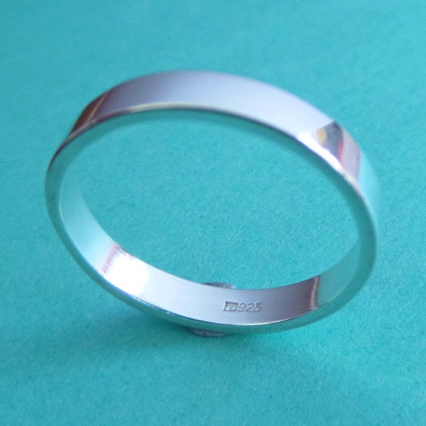 3mm Sterling Ring (1) Flat Band 18 Gauge for Metal Stamping .925 Solid Cast Polished US Sizes 5 - 10