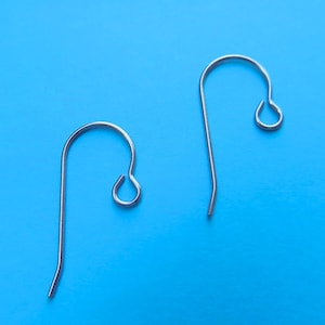 TITANIUM Ear Wires 20 Pair Silver Color 23.5mm 22G Wire 2.5MM Ring Fishhook French Wire Style - Lead Free Nickel Free