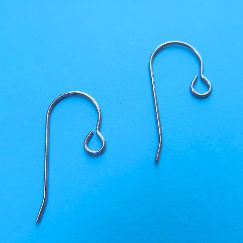 TITANIUM Ear Wires 20 Pair Silver Color 23.5mm 22G Wire 2.5MM Ring Fishhook French Wire Style - Lead Free Nickel Free image 1