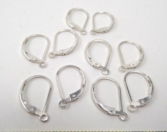 5 Pairs Sterling Sliver Lever Back Earring Wires Beadsmith 13 x 10mm in .925 Sterling
