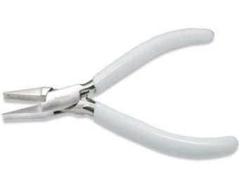 Beadsmith Flat Nose 5.25" or 130mm LONG Plier with Spring Ergonomic White PVC Handle