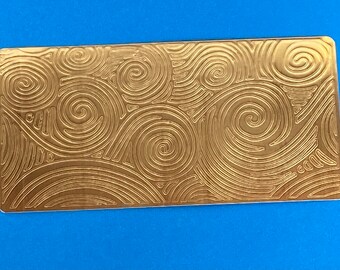 Starry Night Swirling Rolling Mill Texture Plate Pattern 3" x 6" Brass Texture Plates 26 Gauge Thick 7.5 mm x 15mm