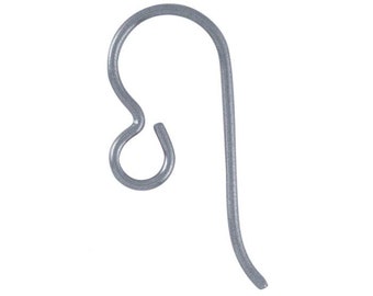 10 Pair NIOBIUM Ear Wires 3/8" x 7/8" or 9mm x 21mm 22G Wire 2.5MM Ring Fishhook French Wire Style - Hypo Allergenic Natural Gray Color