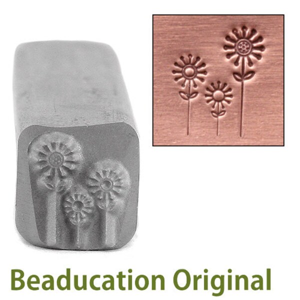 3 Flowers Metal Stamp Design Stamp 9mm x 7mm  - Beaducation Original