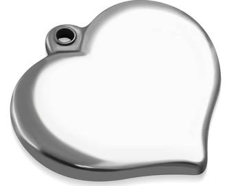 12 Heart Charms 2 x 1.8cm(0.78 x.70 inch) Hole is 2.5mm Stainless Steel Engravable - 316L SURGICAL STEEL