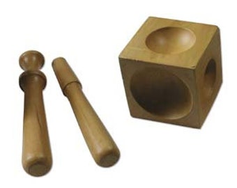 Doming Block Wood Dapping Block - Use to Curve Discs - 6 different sides - 2 Wood Punches  Beadsmith