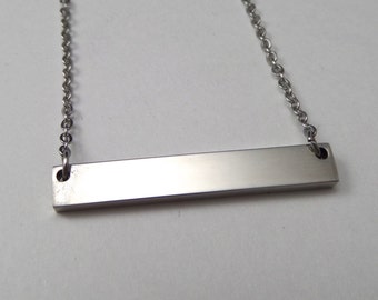 2 Sets Bar Necklace Surgical Steel Blank 32mm x 5mm Polished 12 Gauge Thick 18" Chain - Use 2.5mm Stamps stainless steel