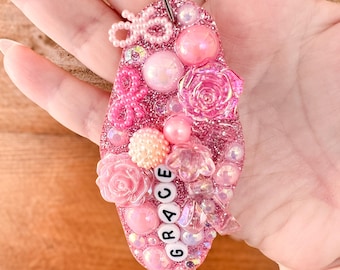 Personalized Resin Motel Keychain: Beaded Charm Keychain