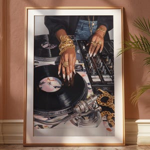 Retro Vinyl Record Art - Disco Aesthetic Wall Print - Vintage Music Poster - Glam 70s Decor - Funky Turntable Artwork - Music Lover Gift
