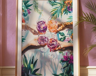Cheers Cocktail Print: Festive Bar Cart Art (Digital Download)