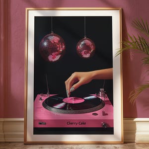 Retro Vinyl Record Art - Disco Aesthetic Wall Print - Vintage Music Poster - Glam 70s Decor - Funky Turntable Artwork - Music Lover Gift