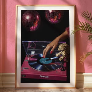 Retro Vinyl Record Art - Disco Aesthetic Wall Print - Vintage Music Poster - Glam 70s Decor - Funky Turntable Artwork - Music Lover Gift