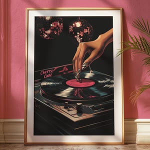 Retro Vinyl Record Art - Disco Aesthetic Wall Print - Vintage Music Poster - Glam 70s Decor - Funky Turntable Artwork - Music Lover Gift