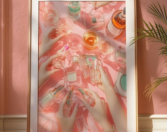Glam Beauty Collage Art Print: Perfume & Lipstick (Digital Download)