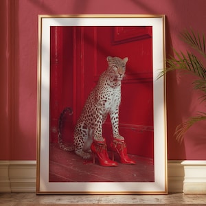 Red Heels and Leopard Print: Glam Fashion Wall Art (Digital Download)