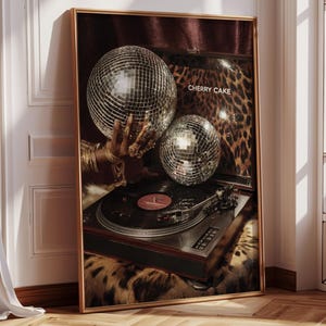 Retro Vinyl Record Art - Disco Aesthetic Wall Print - Vintage Music Poster - Glam 70s Decor - Funky Turntable Artwork - Music Lover Gift
