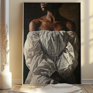Vintage Black Woman Portrait: Oil Painting Style Art Print (Digital Download
