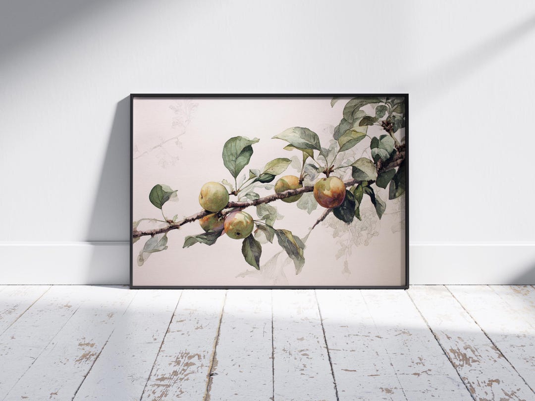 Watercolor Apple Tree Branch Art Print | Botanical Fruit Painting ...