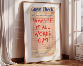 Impresión "¿Y si todo sale bien?" / Póster retro de cheque de invitado / Arte mural preppy / Arte imprimible de moda / Decoración de habitación femenina