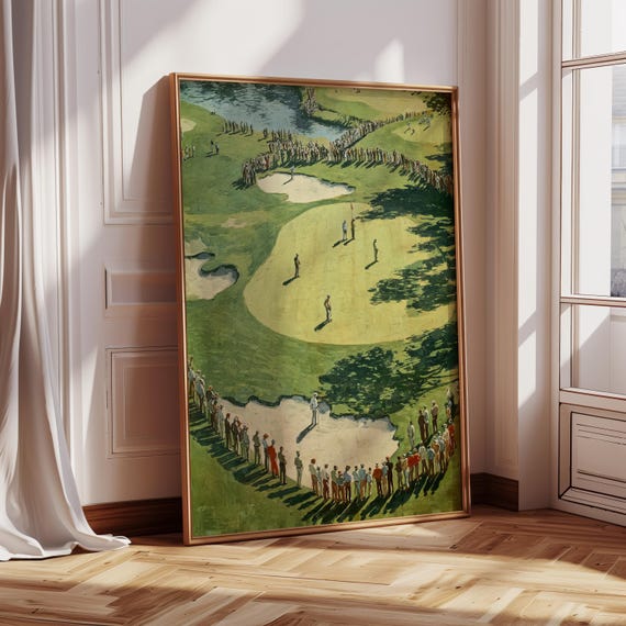 Vintage Golf Poster | Golf Course Wall Art for Man Cave | Classic Golf Club Painting | Retro Sports Decor | Golf Gift for Him