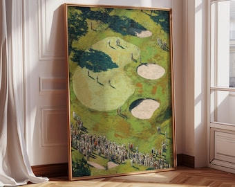 Stampa artistica aerea di un campo da golf d'epoca / Paesaggio sportivo (download digitale)