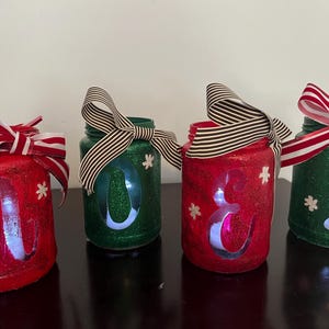 Pote de vidro NOEL iluminado/Peça central de festa/Peça central de Natal/Decoração de festa/Decoração de Natal/Pote de vidro iluminado/Decoração de casa de fazenda/Rústico