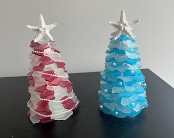 Seeglas-Weihnachtsbaum mit Seestern, Küstendekor