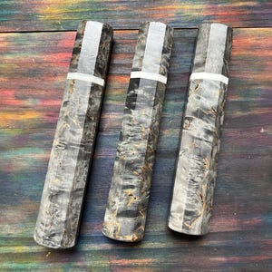 Japanese Wa Knife Handle Curly Birch Stabilized Wood