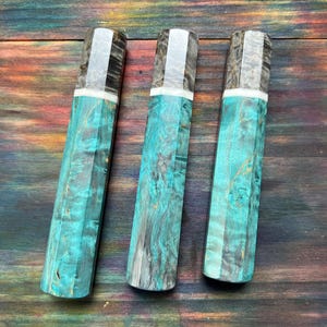 Japanese Wa Knife Handle Curly Birch Stabilized Wood