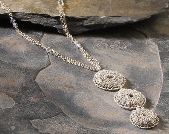 CHIARO di LUNA (moonlight), Necklace, silver, crystals (OOAK)