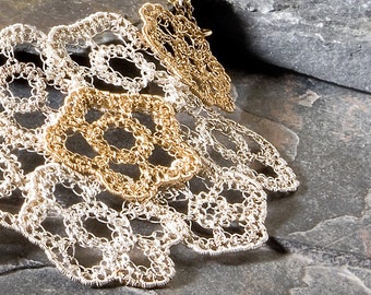 FLOWERS, Necklace, large, silver, gold filled (OOAK)
