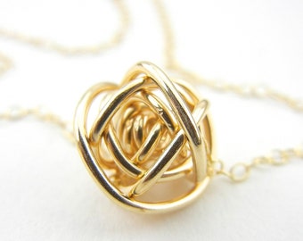 READY TO SHIP Gold Love Knot Necklace- 14k Gold Fill on an 18" Gold Fill Chain