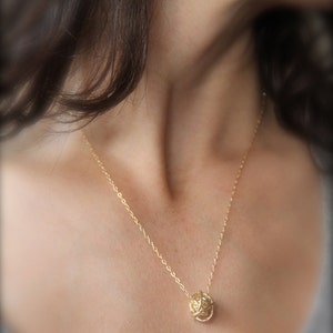 READY TO SHIP Gold Love Knot Necklace 14k Gold Fill on an 18 Gold Fill Chain image 2