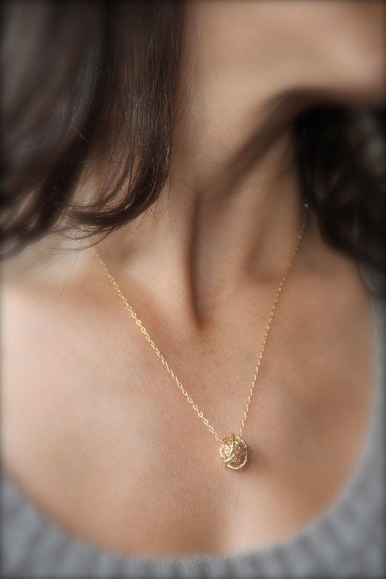 READY TO SHIP Gold Love Knot Necklace 14k Gold Fill on an 18 Gold Fill Chain image 2